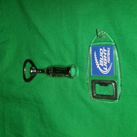 Coca-Cola and Bud Light Football Metal Bottle Openers - Picture 1 of 5
